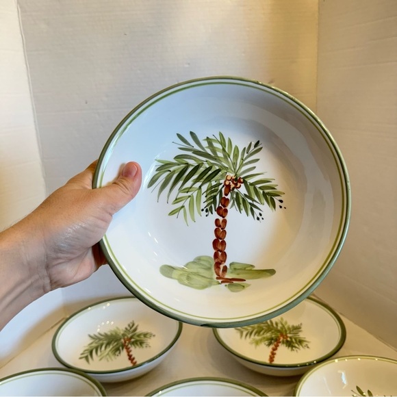 Gibson Designs PALM COURT GIDPAC Cereal Bowl Green Palm Tree Green - Set of 4 - Picture 14 of 16